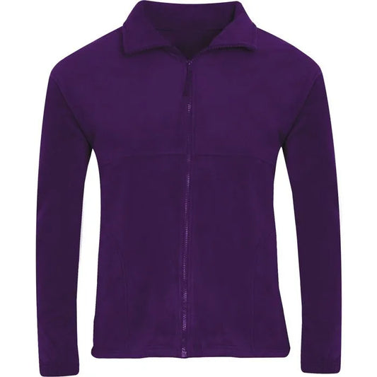 Purple Polar Fleece Jacket - Leavers Print - Leavers Centre Back