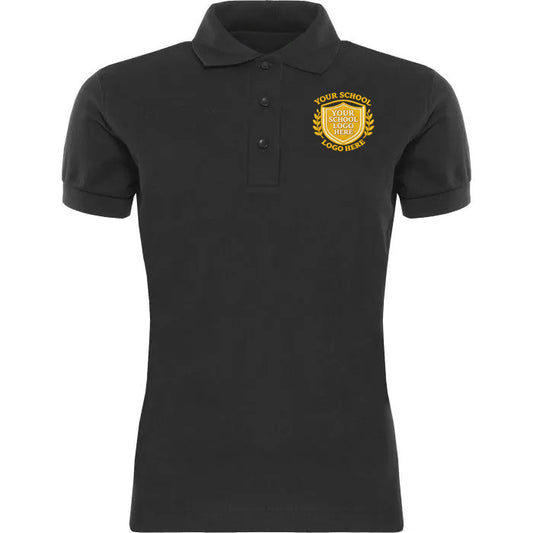 Black Ladies Polo Shirt - Left Chest Embroidered