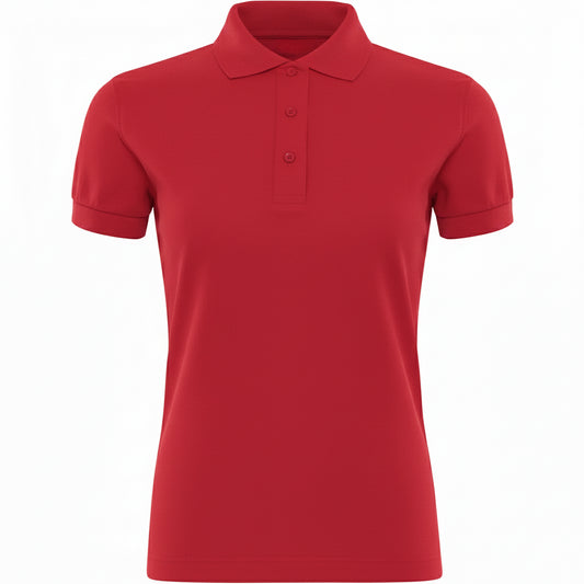 Red Ladies Polo Shirt - Left Chest Embroidered