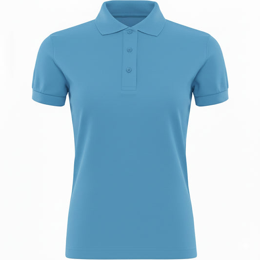 Sky Blue Ladies Polo Shirt - Left Chest Embroidered
