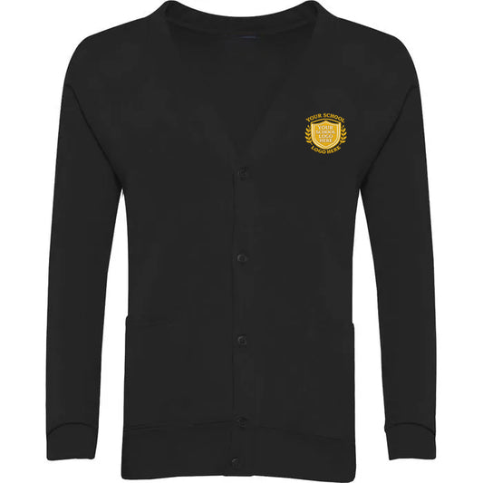 Black Sweat Cardigan - Left Chest Embroidered
