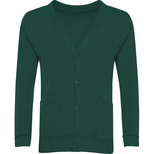 Bottle Green Sweat Cardigan - Left Chest Embroidered
