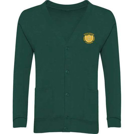 Bottle Green Sweat Cardigan - Left Chest Embroidered
