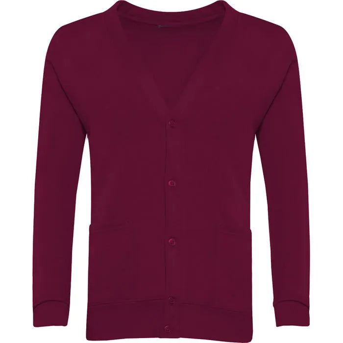 Burgundy Sweat Cardigan - Left Chest Embroidered