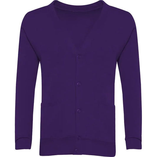 Purple Sweat Cardigan - Left Chest Embroidered
