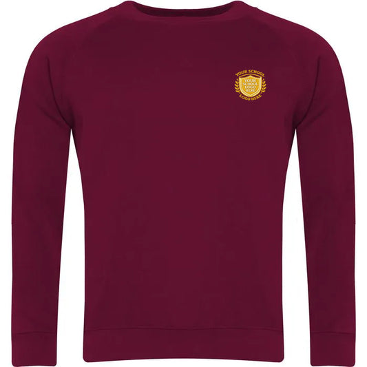 Burgundy Crew Neck Sweatshirt - Left Chest Embroidered