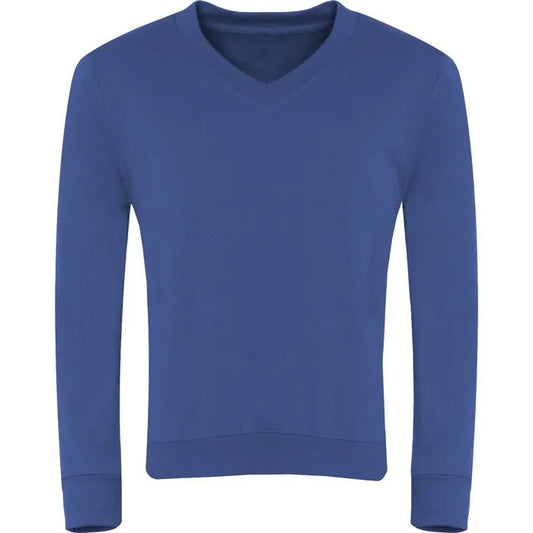 Dark Royal V-Neck Sweatshirt - Left Chest Embroidered
