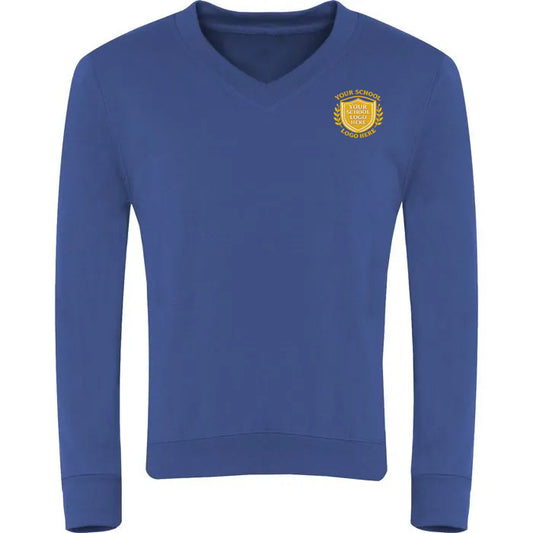 Dark Royal V-Neck Sweatshirt - Left Chest Embroidered