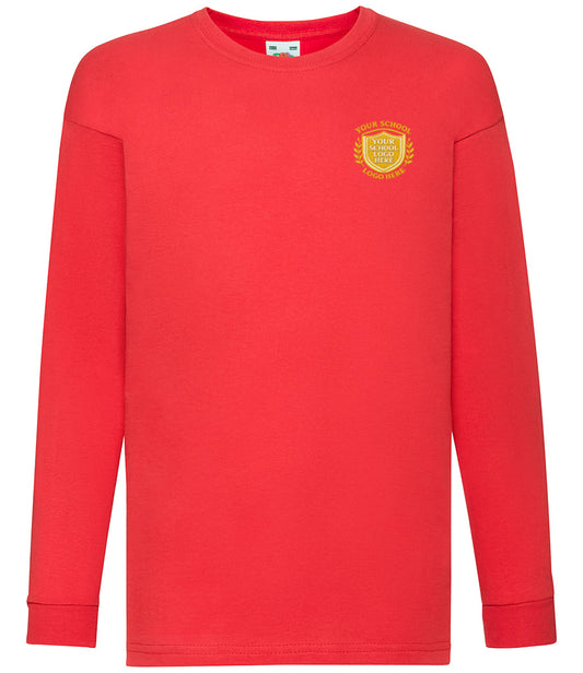 Red Children's Long Sleeve T-Shirt - Left Chest Embroidery