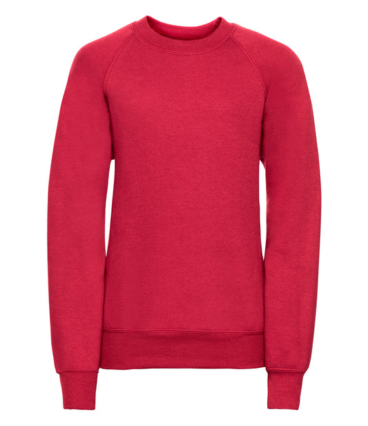 Classic Red Raglan Sweatshirt - Left Chest Embroidered