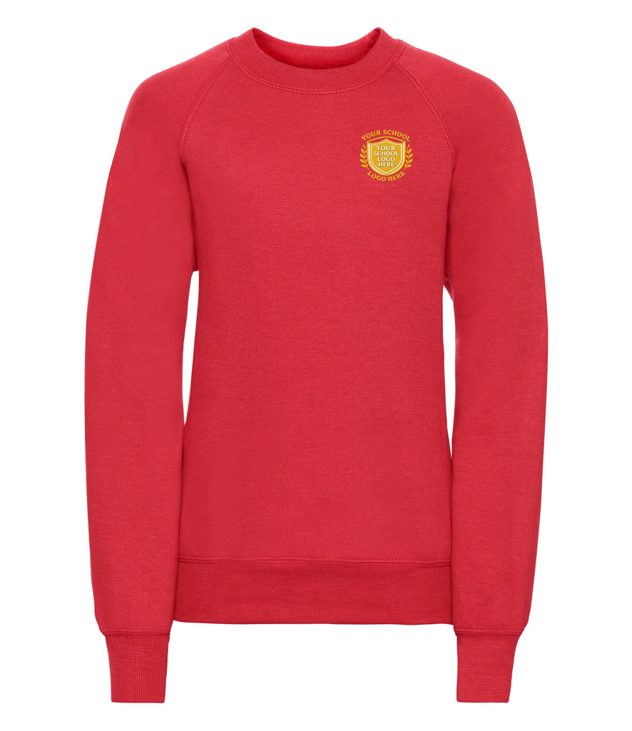 Bright Red Children's Raglan Sweatshirt - Left Chest Embroidered