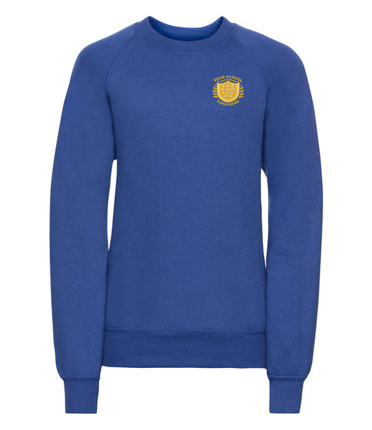 Bright Royal Children's Raglan Sweatshirt - Left Chest Embroidered