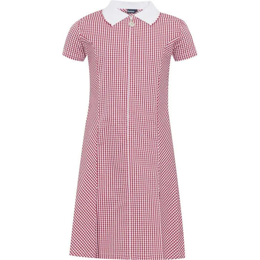 Red Zip Front Gingham Dress