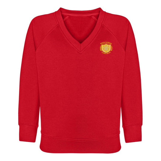 Vibrant Red Acrylic Knitted Sweater - Left Chest Embroidered