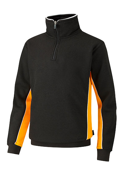 Black/Amber/White Quarter Zip Sports Top - Left Chest Embroidered