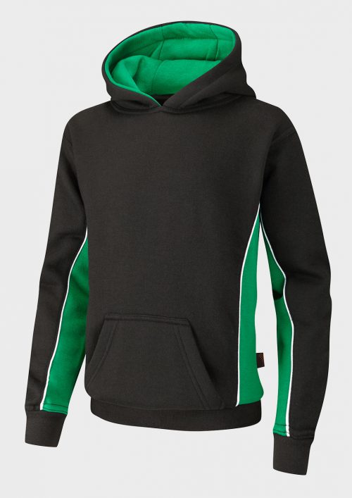 Black/Emerald/White Sports Hoodie - Left Chest Embroidered