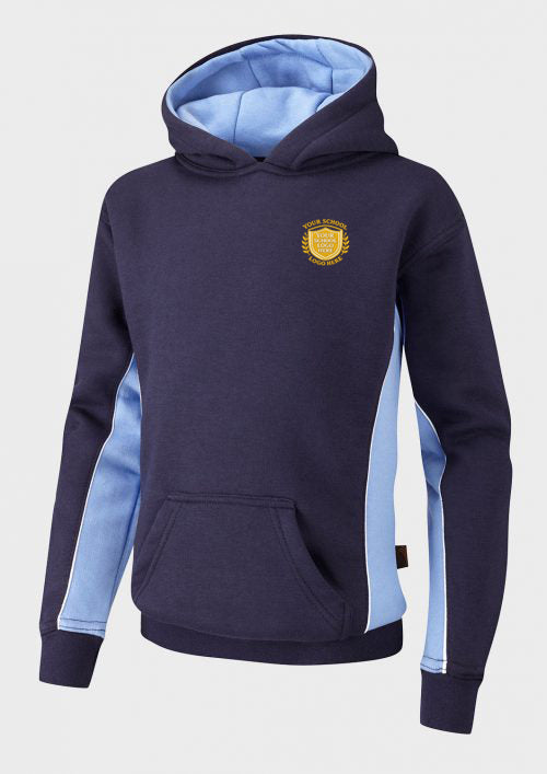 Navy/Sky/White Sports Hoodie - Left Chest Embroidered