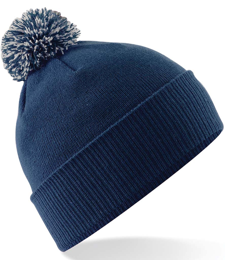 Navy/Light Grey Snowstar Beanie - Centre Front Print