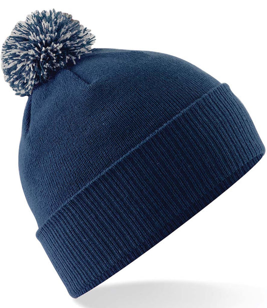 Navy/Light Grey Snowstar Beanie - Centre Front Print
