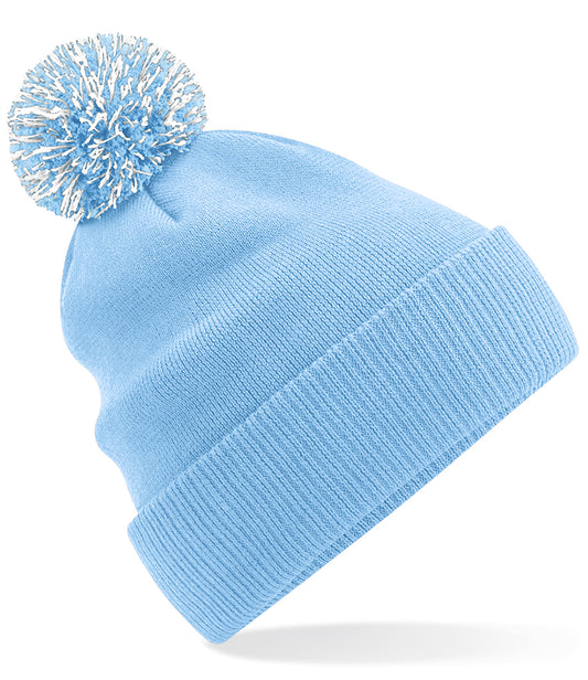 Sky/White Snowstar Beanie - Centre Front Print