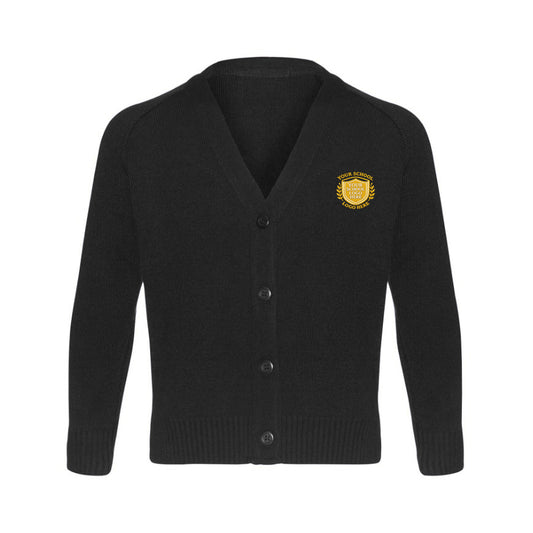Black Classic Knitted Cardigan - Left Chest Embroidered