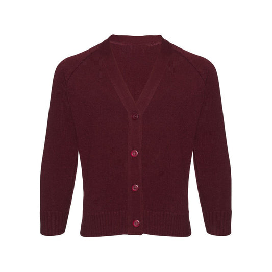 Burgundy Classic Knitted Cardigan - Left Chest Embroidered