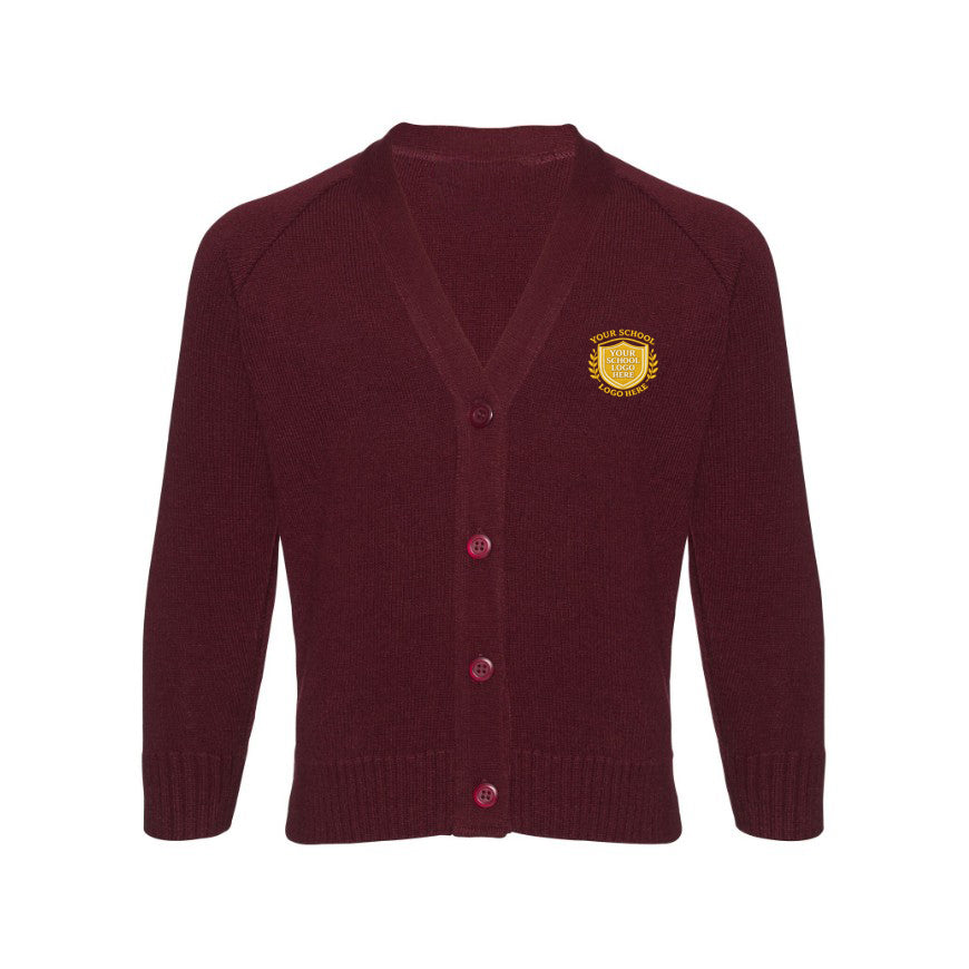 Burgundy Classic Knitted Cardigan - Left Chest Embroidered