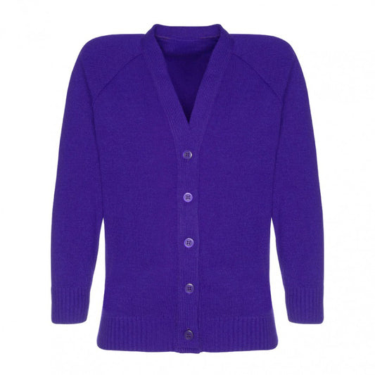 Purple Classic Knitted Cardigan - Left Chest Embroidered
