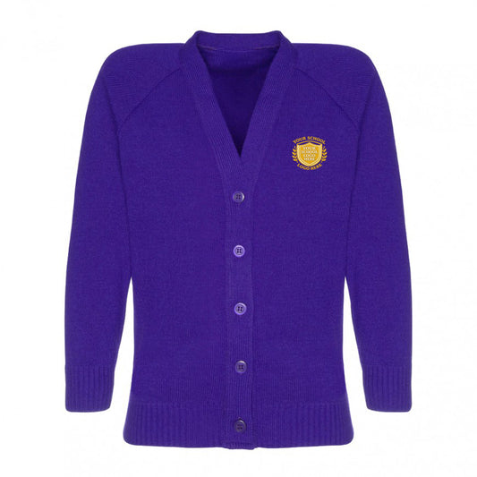 Purple Classic Knitted Cardigan - Left Chest Embroidered