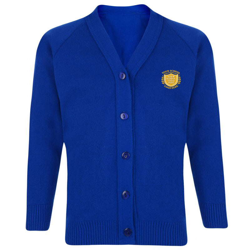 Royal Blue Classic Knitted Cardigan - Left Chest Embroidered
