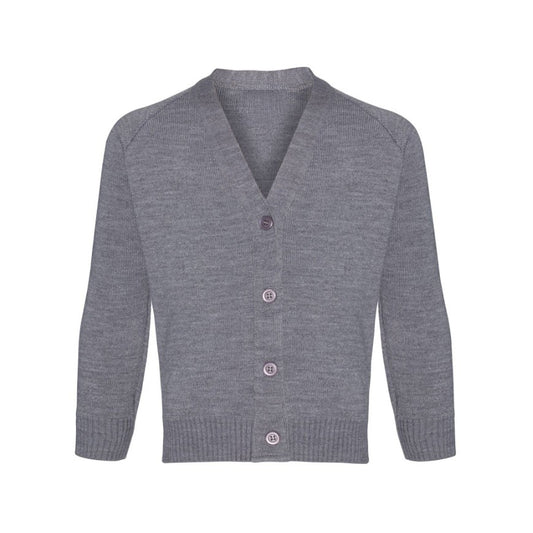 School Grey Classic Knitted Cardigan - Left Chest Embroidered