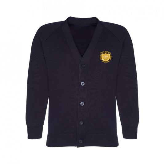 Navy Cotton Blend Knitted Cardigan - Left Chest Embroidered