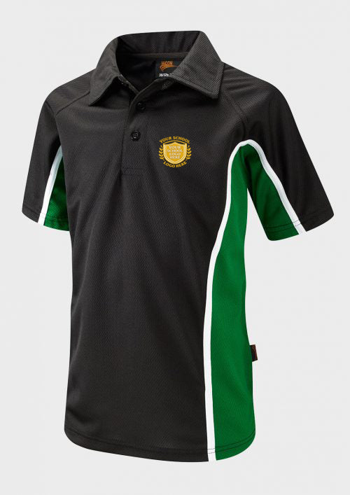 Black/Emerald/White Unisex Sports Polo Shirt - Left Chest Embroidered