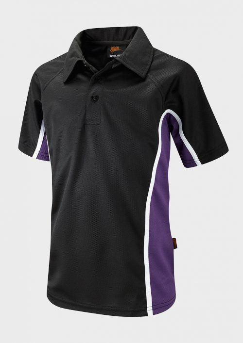 Black/Purple/White Unisex Sports Polo Shirt - Left Chest Embroidered