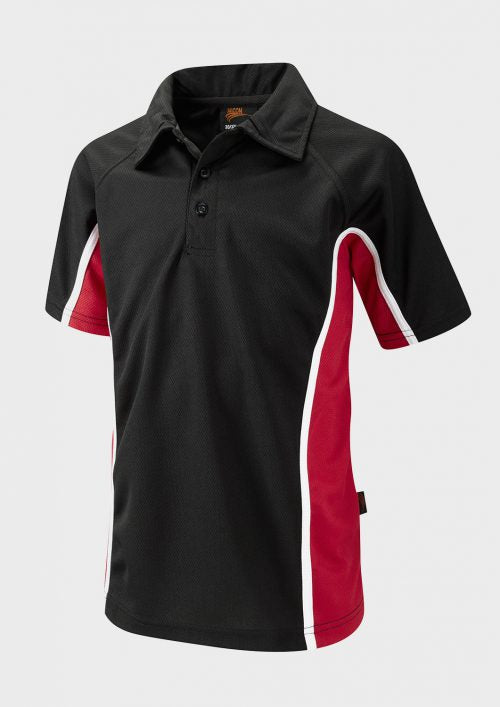 Black/Scarlet/White Unisex Sports Polo Shirt