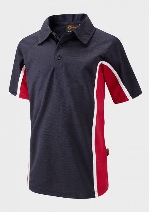 Navy/Scarlet/White Unisex Sports Polo Shirt - Left Chest Embroidered