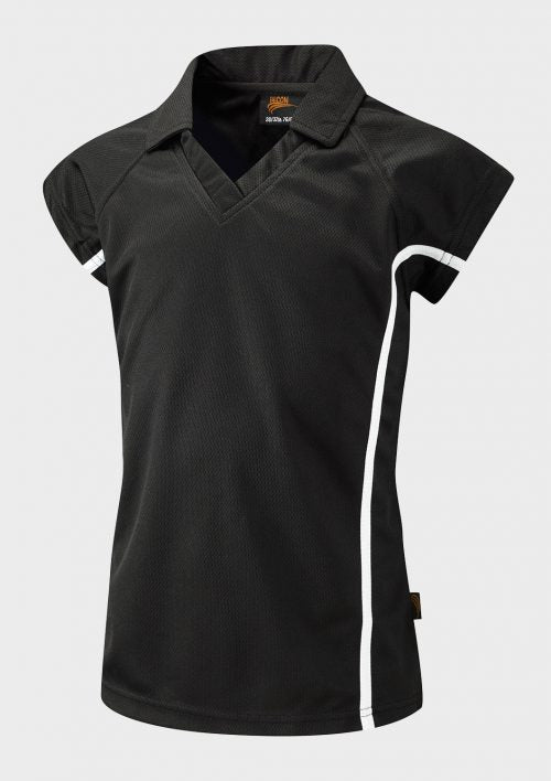 Black/Black/White Fitted Sports Polo Shirt - Left Chest Embroidered