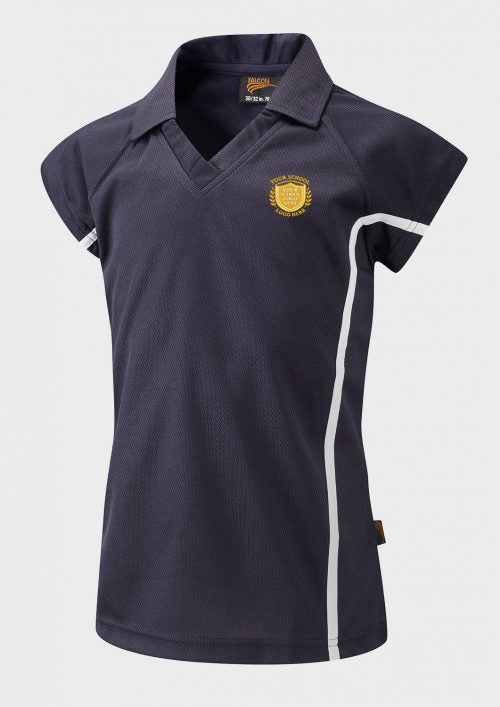 Navy/Navy/White Fitted Sports Polo Shirt - Left Chest Embroidered
