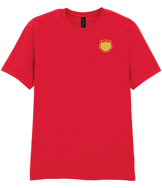 Red Adult Soft-Style T-Shirt - Left Chest Embroidered