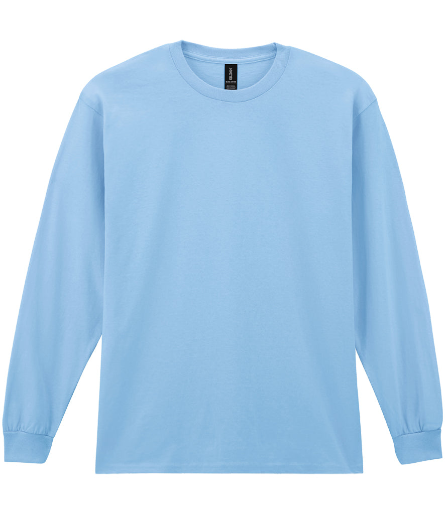 Light Blue Cotton Long Sleeve T-Shirt - Left Chest Embroidered