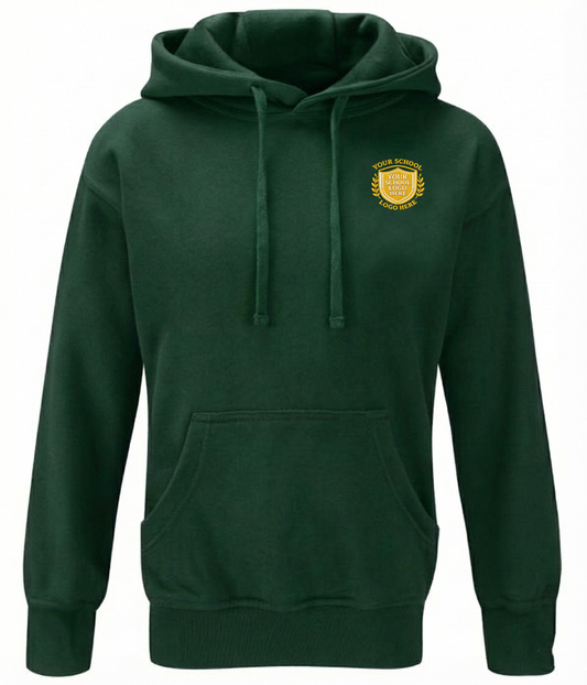 Bottle Green Cotton Rich Hoodie - Left Chest Embroidered