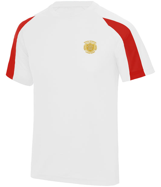 Arctic White/Fire Red Breathable Contrast T-Shirt - Left Chest Embroidered