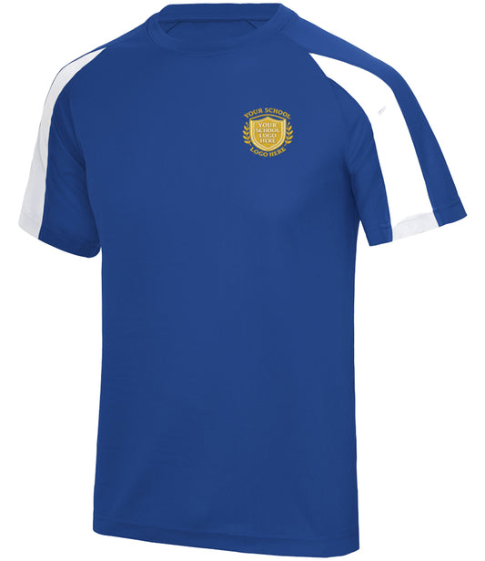 Royal Blue/Arctic White Breathable Contrast T-Shirt - Left Chest Embroidered