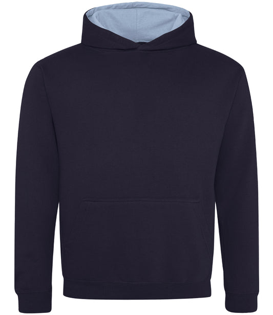 New French Navy/Sky Blue Children's Varsity Hoodie - Back and Left Chest Print