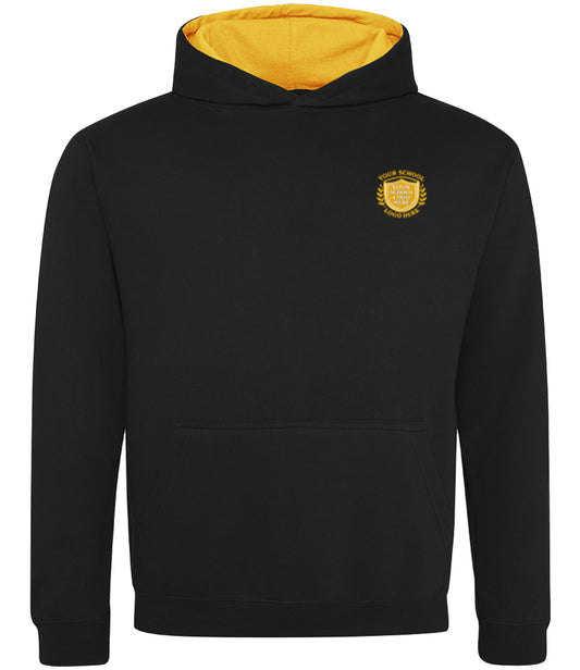 Jet Black/Gold Children's Varsity Hoodie - Left Chest Embroidered