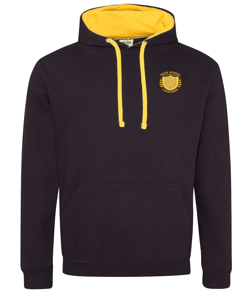 Jet Black/Gold Varsity Hoodie - Left Chest Embroidered