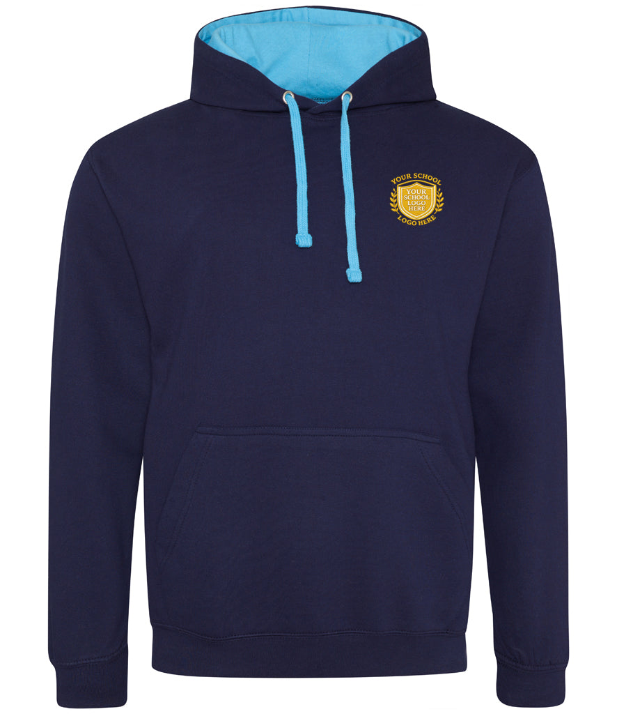 New French Navy/Sky Blue Varsity Hoodie - Left Chest Embroidered