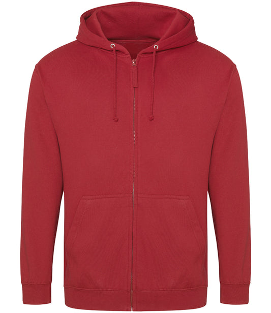 Fire Red Zip-Up Hoodie - Left Chest Embroidered