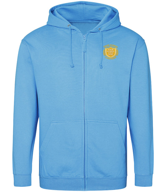 Hawaiian Blue Zip-Up Hoodie - Left Chest Embroidered