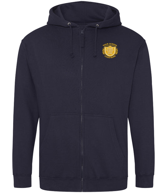 New French Navy Zip-Up Hoodie - Left Chest Embroidered